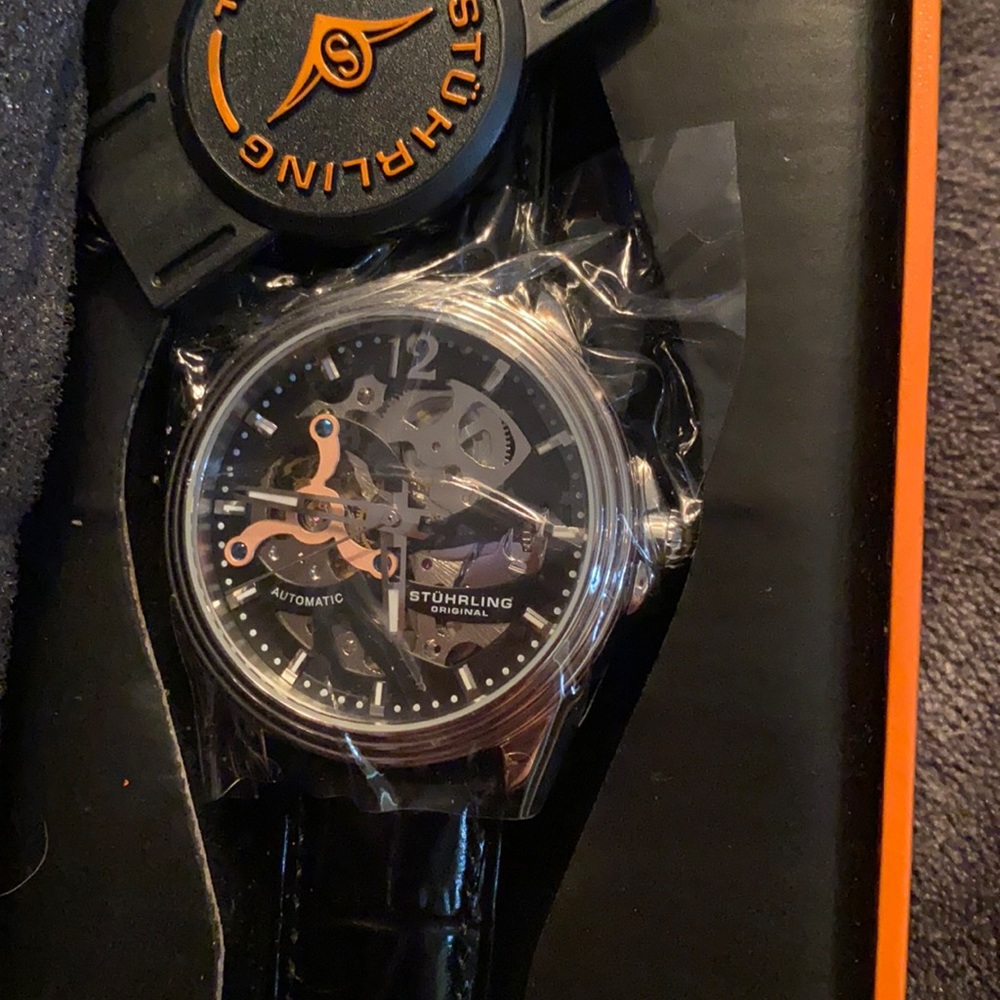 Brand new Stuhrling skeleton watch.